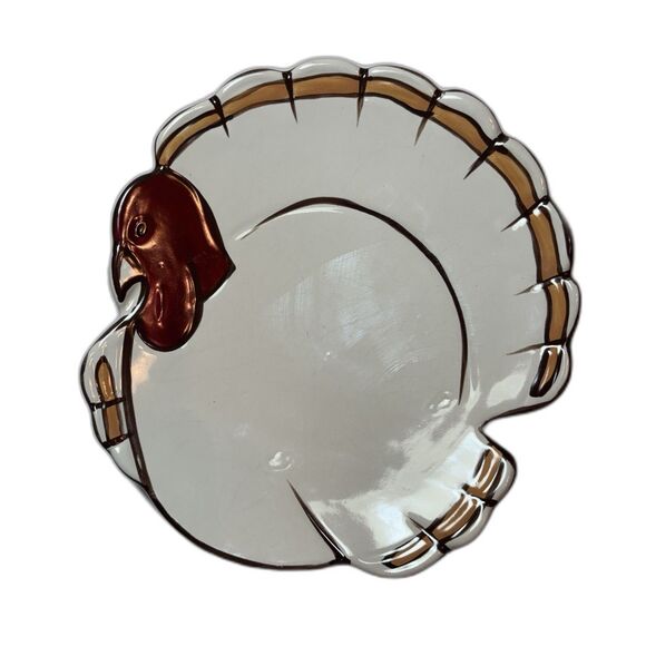 Pottery Barn Set of 2 Gobble Plates Thanksgiving 7 in Turkey Shaped Dessert Side - Picture 3 of 8